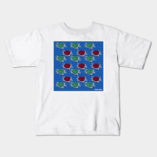 sea turtles of carey in pixel ecopop arts Kids T-Shirt